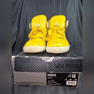 Supra Vaiders Yellow Patent Leather Size 10